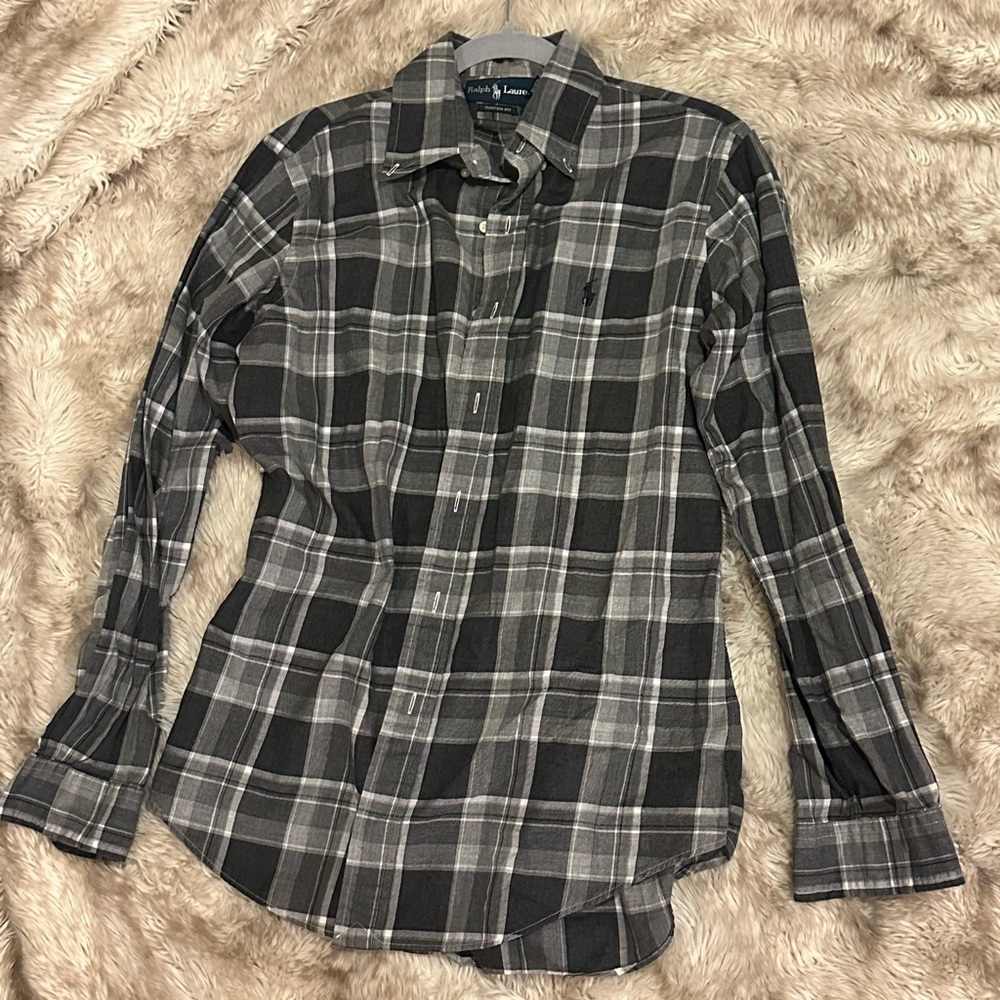 M Ralph Lauren Custom Fit Plaid Button Down